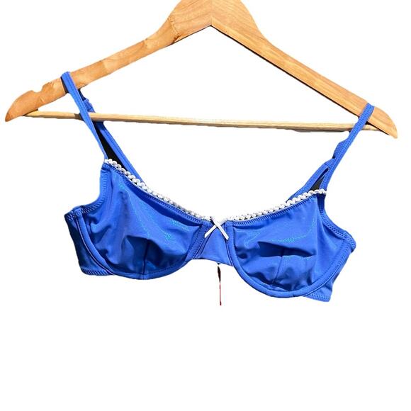 Solid & Striped Daphne Blue Shimmer Women's Swimsuit Bikini Top Size Small - Picture 1 of 5